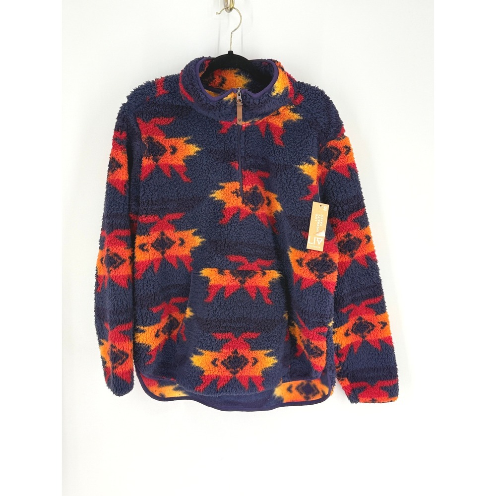 New LIV Womens Southwestern Aztec Sherpa Fleece Pocket Pullover Size XL Gorpcor
